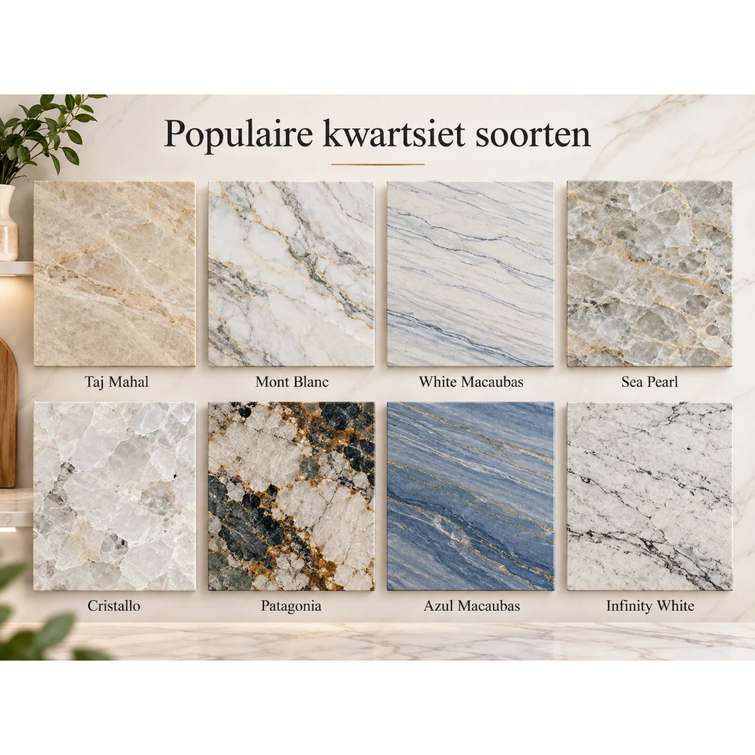 Verschillende soorten en kleuren kwartsiet